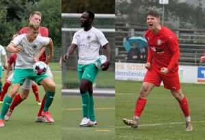 Die besten Torschützen duellieren sich. Marc Schwabe (li.) und Moshood Adesanya beide mit je 7 Toren und Jan Matti Seidel Topgoalgetter mit 13 Treffern. ©Ismail Yesilyurt