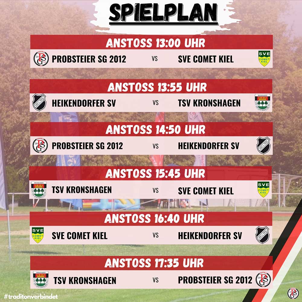 Probsteier SG Sommerturnier 2025 Spielplan. © 2025 Probsteier SG Probsteier SG Sommerturnier 2025 Spielplan. © 2025 Probsteier SG