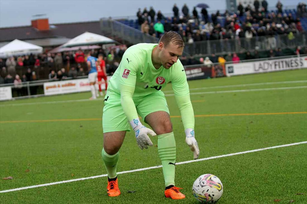 Kilia-Keeper Tom Pachulski. © 2023 Ismail Yesilyurt Nur vom Punkt bezwungen - Kilia-Keeper Tom Pachulski hielt ansonsten alles. © 2023 Ismail Yesilyurt