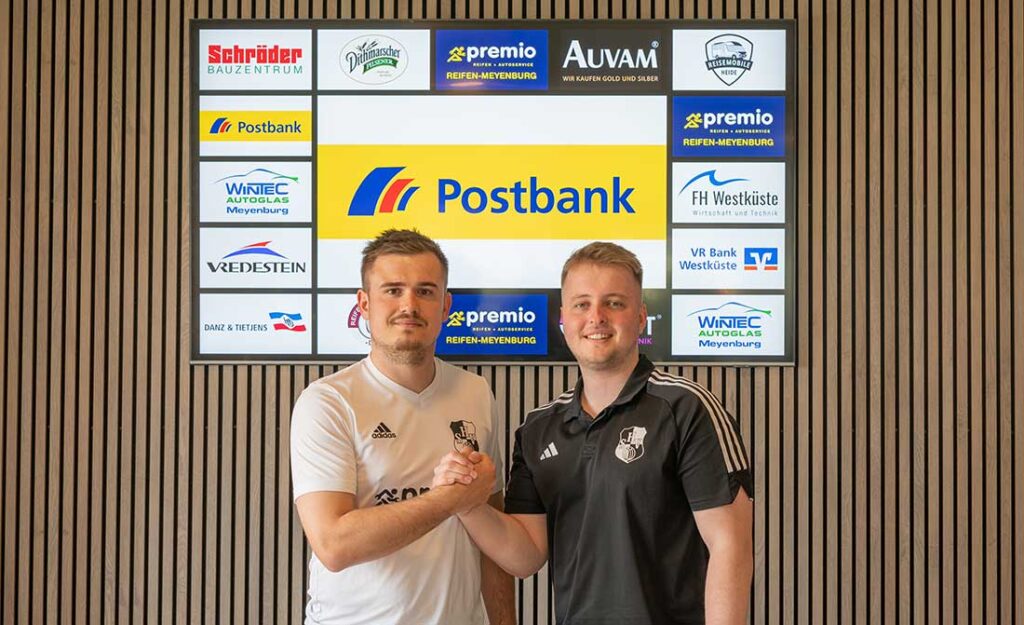 Fabian Arndt (li.) und Hannes Nissen (Geschäftsführer Heider SV Liga GmbH. © 2025 Volker Schlichting Fabian Arndt (li.) und Hannes Nissen (Geschäftsführer Heider SV Liga GmbH. © 2025 Volker Schlichting