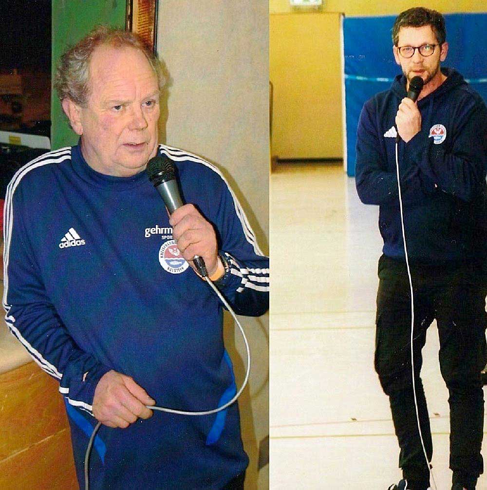 Michael Reich (re., Vorsitzender Spielausschuss KFV Holstein) gefällt die Entwicklung im Futsal und der Umgang miteinander und untereinander nicht. Links Stephan Mohr (Stellv. Vorsitzender des Spielausschusses). © 2023 KFV Holstein Stephan Mohr (li.) und Michael Reich (Spielausschuss KFV Holstein). © 2023 KFV Holstein