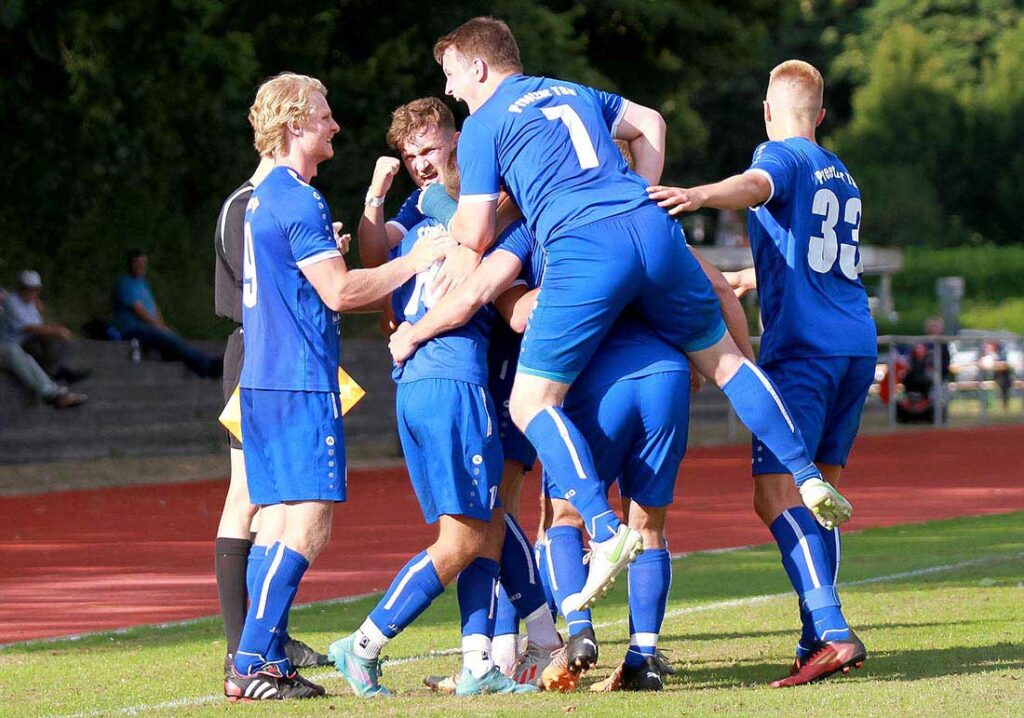 Aufsteiger Preetzer TSV hatte genug Gründe, sich in der neuen Liga zu freuen. Wie hier mit dem 3-1 gegen den SVT Neumünster. © 2022 Ismail Yesilyurt