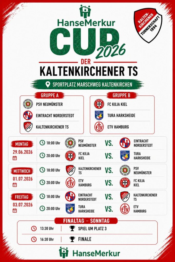 Der Spielplan zum Hanse-Merkur-Cup 2026 © Foto Verein Der Spielplan zum Hanse-Merkur-Cup 2026 © Foto Verein